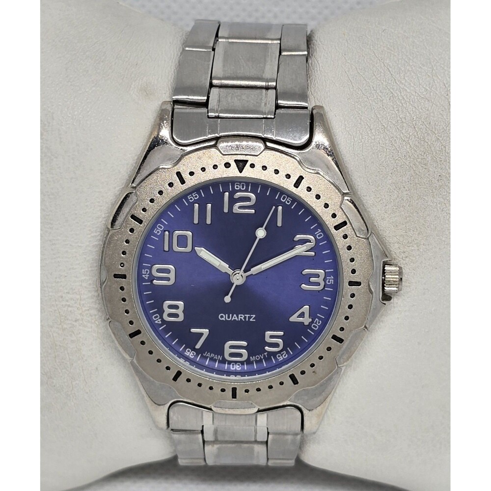 Mens Advance Puritan Round Silver Tone Blue Dial Bracelet Band Watch 13 - Picture 5 of 8